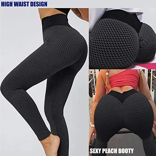 Butt Lifting Anti Cellulite Leggings for Women High Waisted Yoga Pants Workout Tummy Control Sport Tights - Y-tight-black