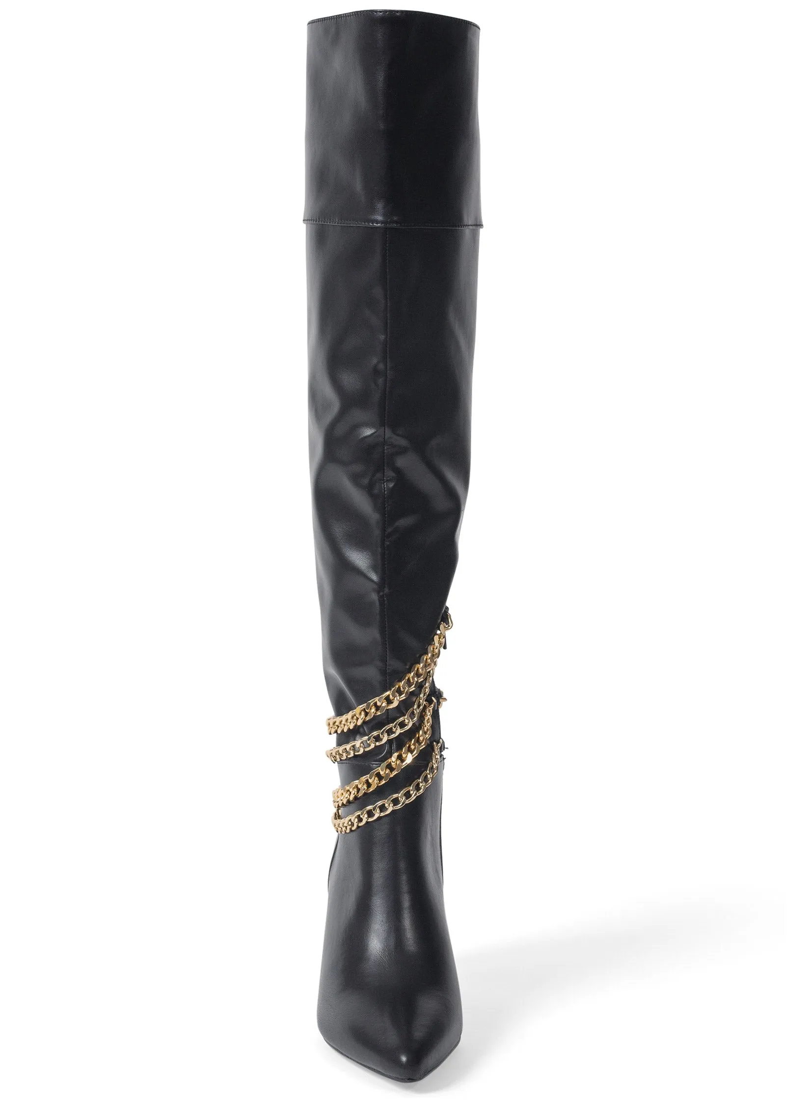 Chain High Heel Boots - Black