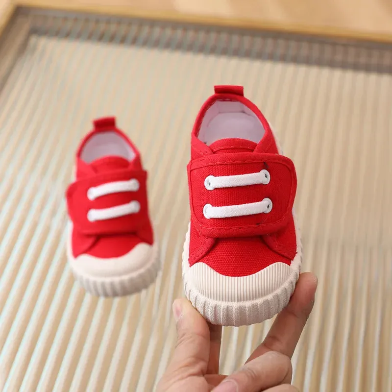 Childrens Canvas Shoes Boys Girls Toddler Casual Shoes Comfortable Soft Boys Girls Baby Sneakers Non-slip White Solid Kids Shoes