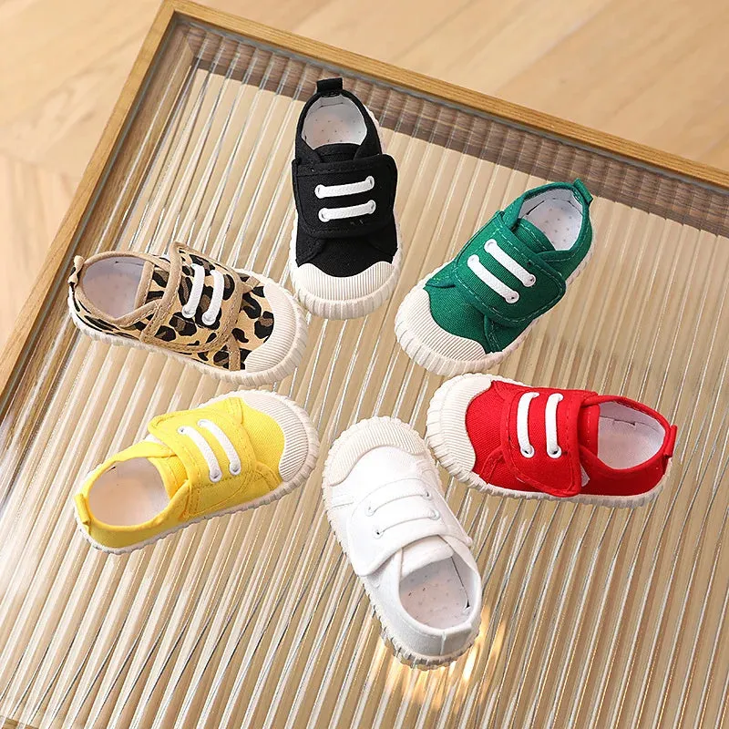 Childrens Canvas Shoes Boys Girls Toddler Casual Shoes Comfortable Soft Boys Girls Baby Sneakers Non-slip White Solid Kids Shoes