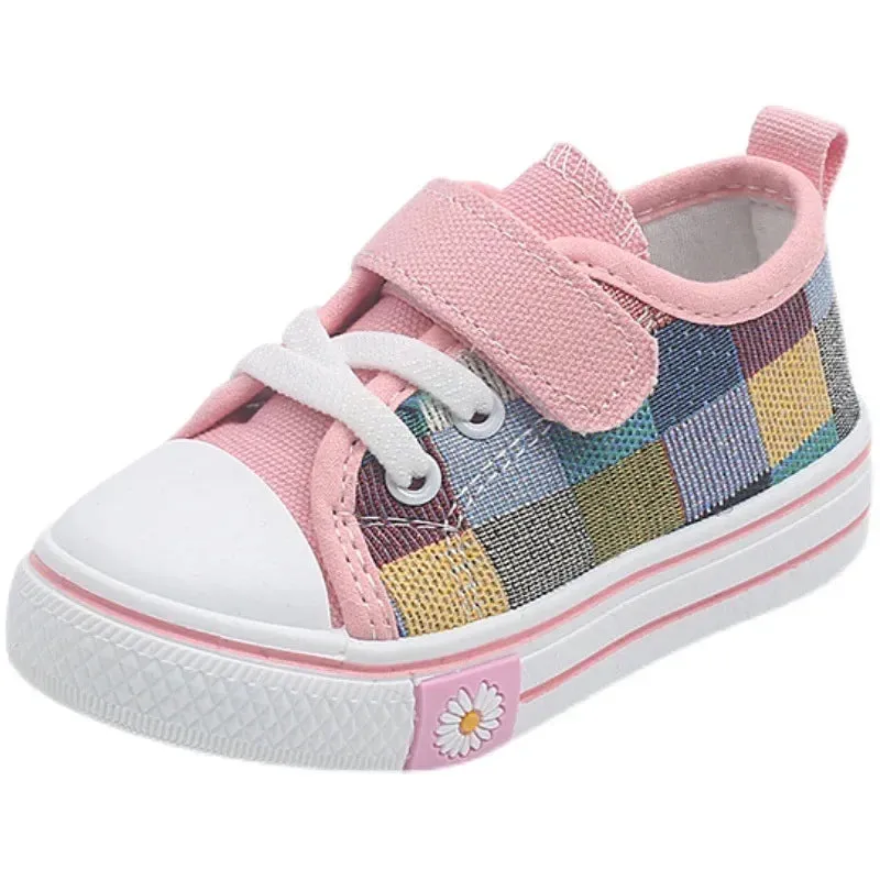 Children's Casual Shoes Toddlers Kids Canvas Sneakers for Boys Girls Fashion Classic Checkered Soft Rubber Sole Spring Autumn