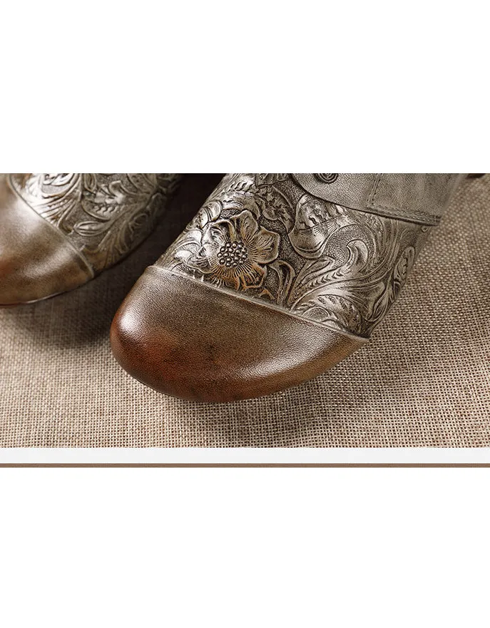 Chinese Buckle Front Ethnic Style Handmade Retro Boots