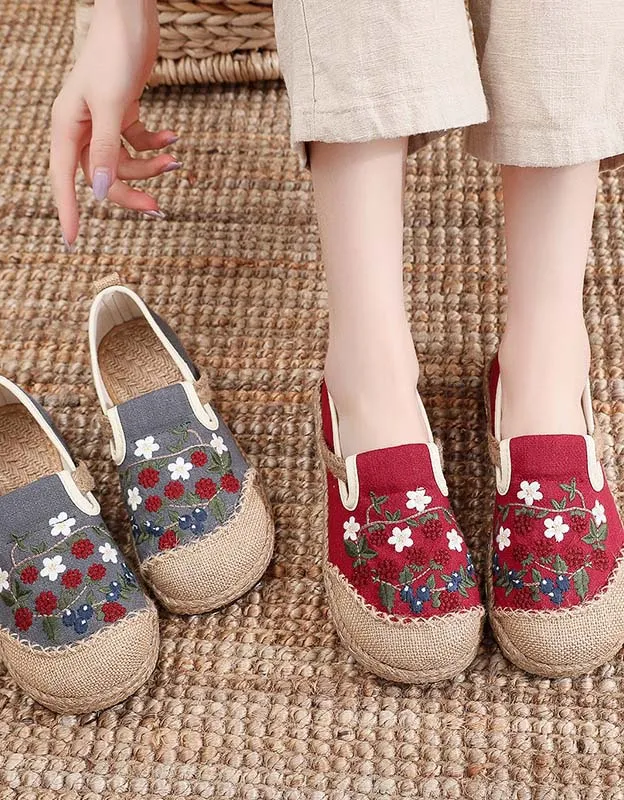 Chinese Style Embroidery Flower Linen Shoes