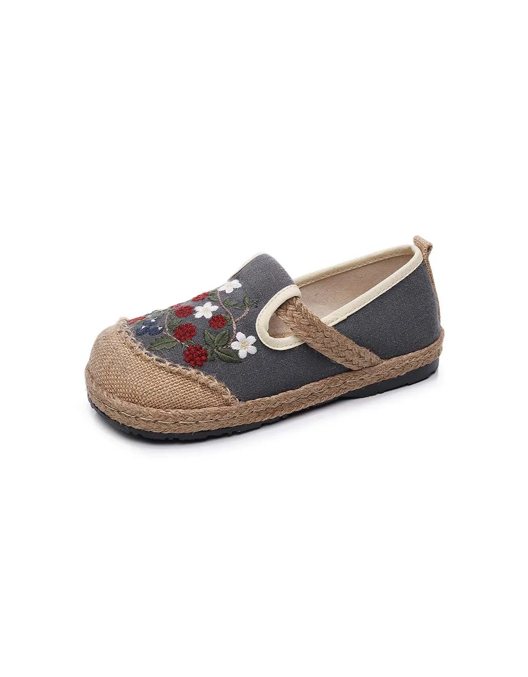 Chinese Style Embroidery Flower Linen Shoes