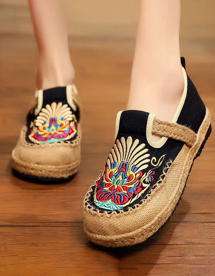 Chinese Style Embroidery Linen Oriental Shoes