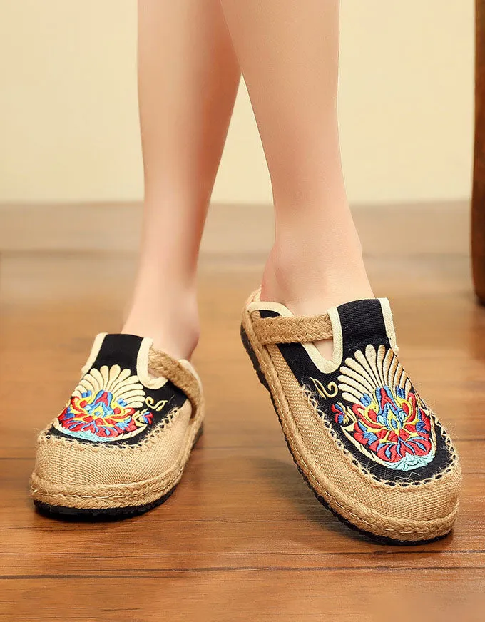 Chinese Style Embroidery Linen Oriental Shoes