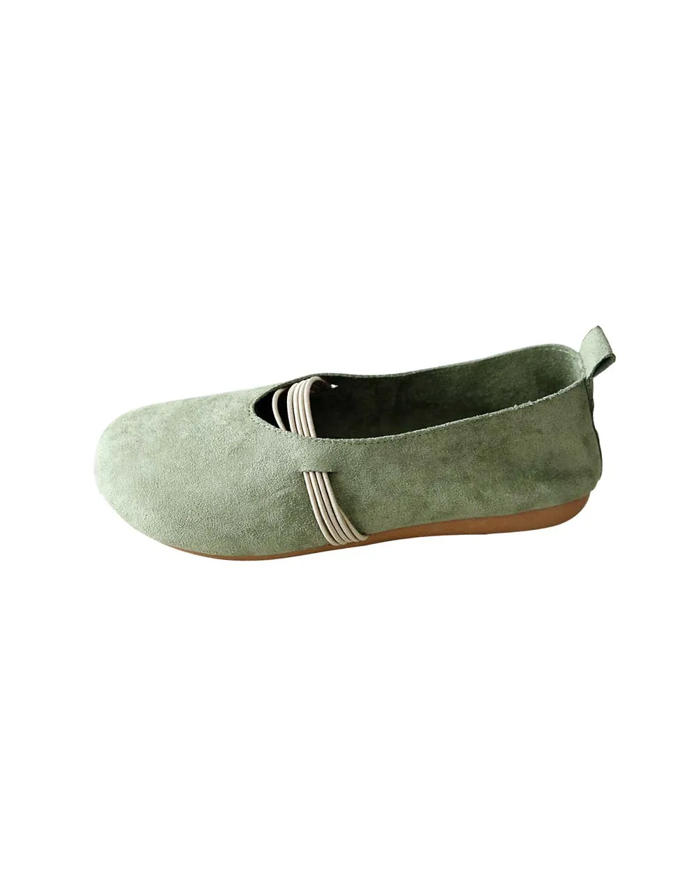 [Clearance]Women's Suede Retro Flat Shoes Green (Size 39)