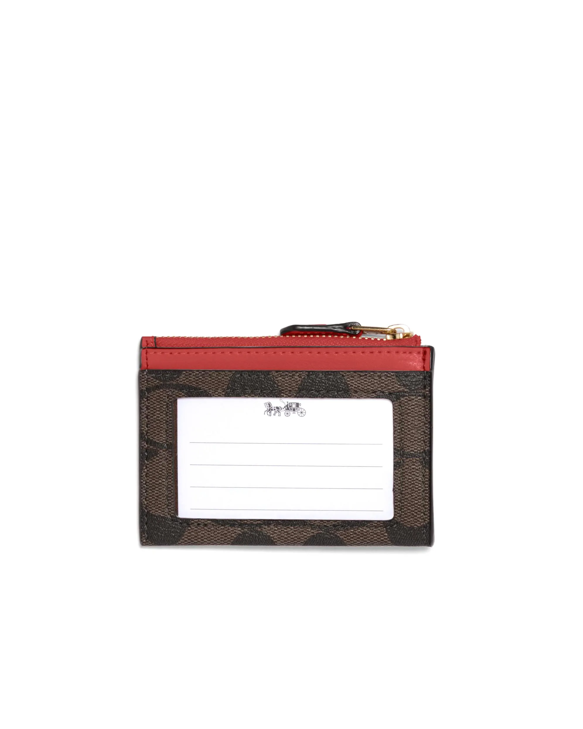 Coach Women's Brown & Red Mini Skinny Id Case In Signature Canvas