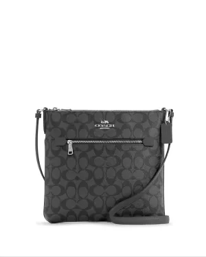 Coach Women's Graphite & Black Rowan File Bag In Signature Canvas