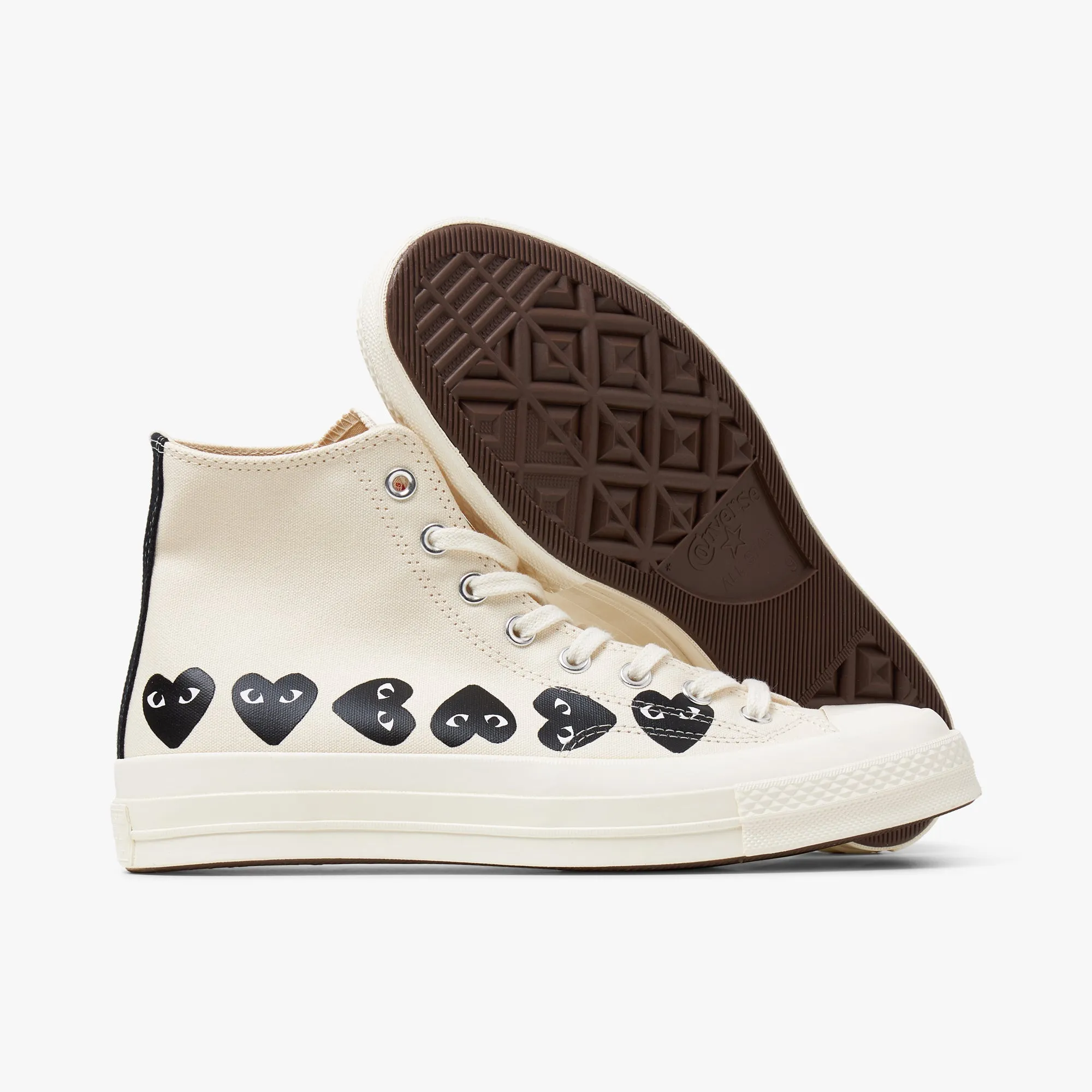 Converse x COMME des GARÇONS PLAY Chuck Taylor Hi / Multi Heart Beige