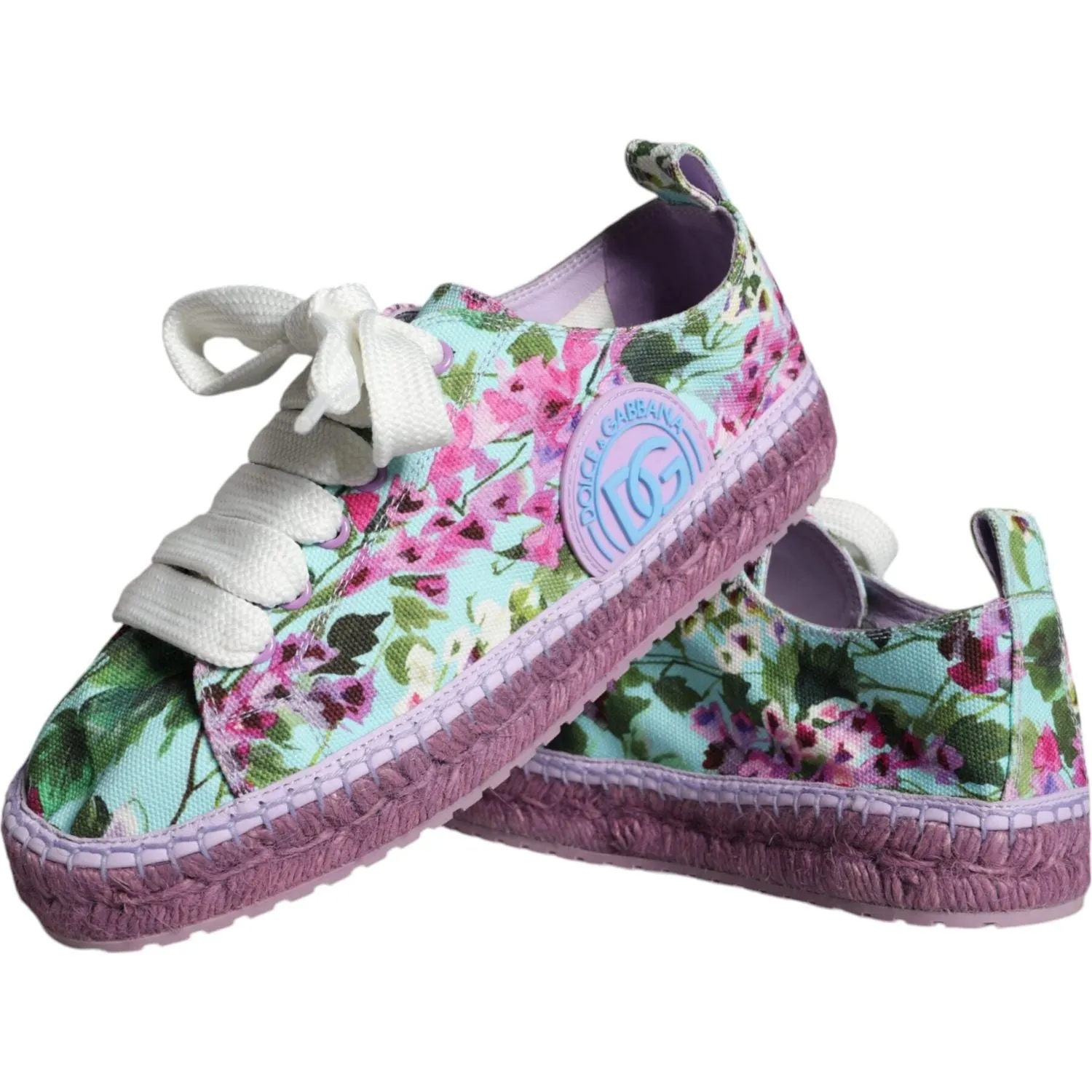 Dolce & Gabbana Multicolor Canvas Floral Espadrilles Sneakers Shoes