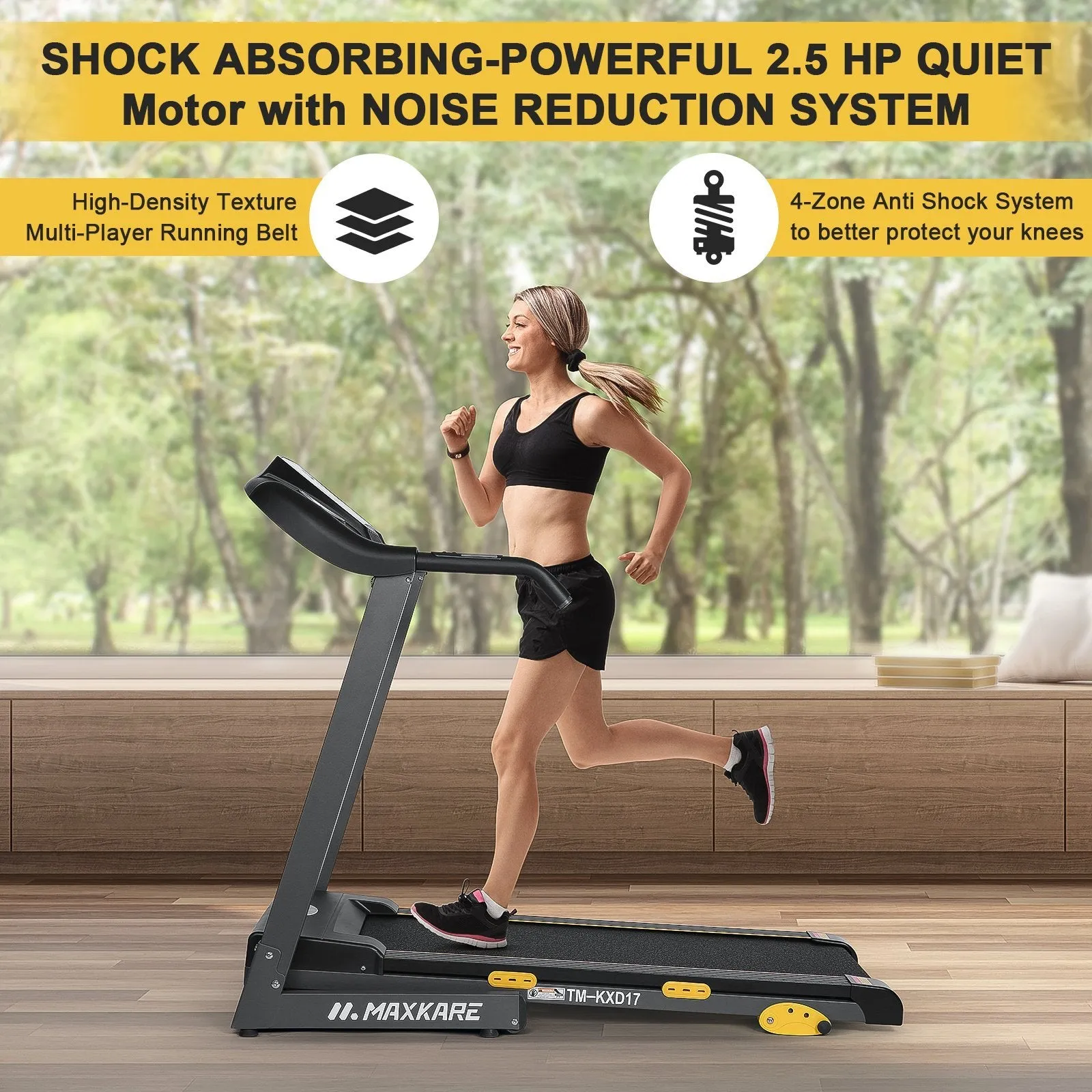 Electric Motorized Running Machine Folding Treadmill 17'' Wide Tread Belt w/Incline LCD Display and Cup Holder Easy Assembly with 15 Preset Programs Perfect for Home Use