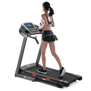 Electric Treadmill Foldable 17" Wide Running Machine 3 Levels Manual Incline 2.5 HP Power 15 Preset Program Easy Assembly Max Speed 8.5 MPH with Large Display & Cup Holder for Home Use