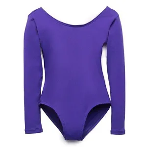 Elowel Kids Girls' Basic Long Sleeve Leotard (Size 2-14 Years)  Purple