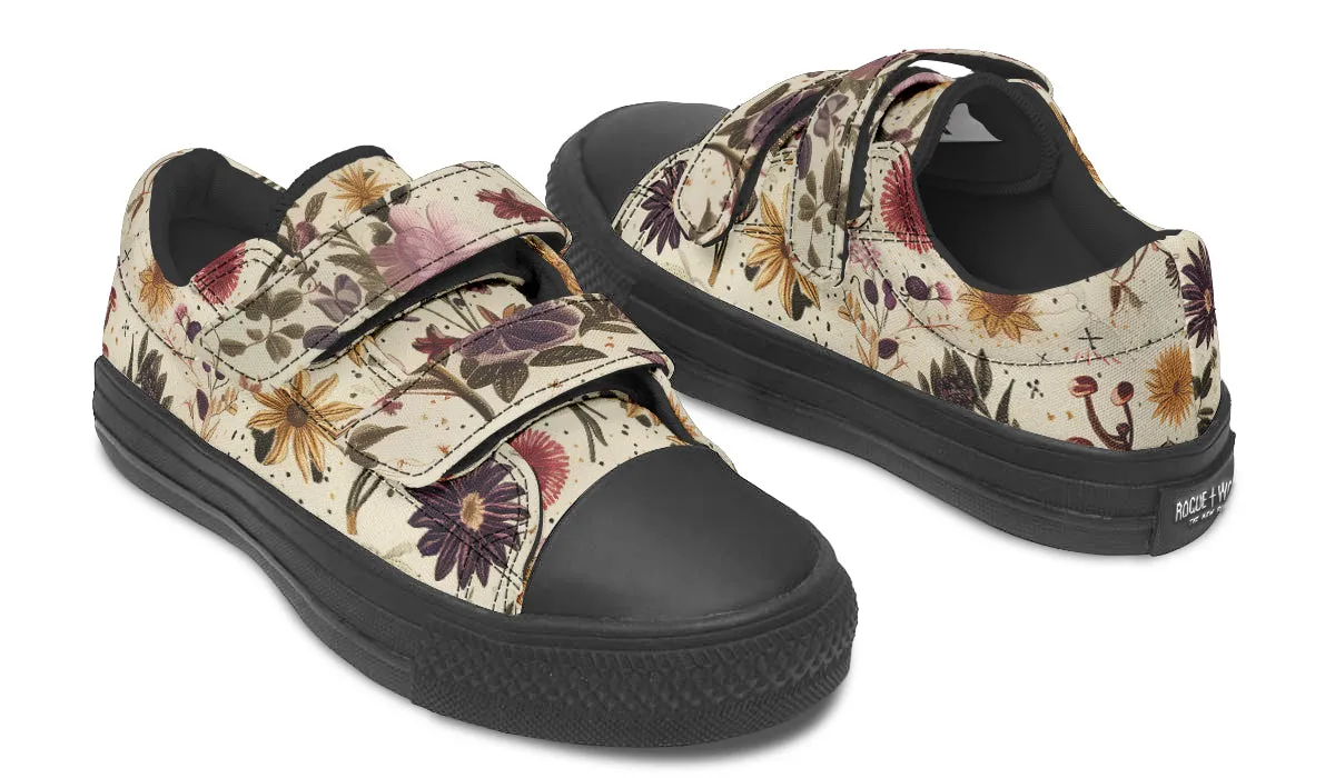 Enchanted Blossoms Kids Low Tops - Easy Strap Canvas Kids Shoes with Durable Rubber Soles