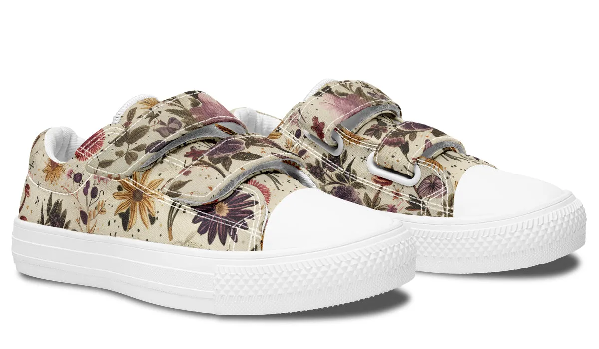 Enchanted Blossoms Kids Low Tops - Easy Strap Canvas Kids Shoes with Durable Rubber Soles