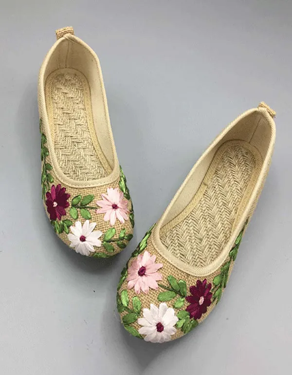 Ethnic Style Embroidered Linen Shoes