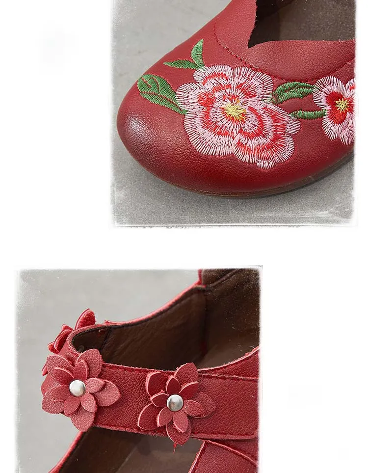 Ethnic Style Embroidery Flower Retro Chunky Sandals