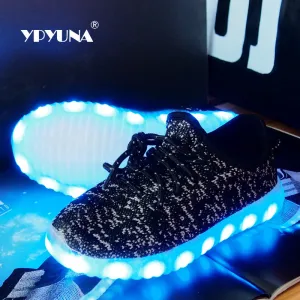 Eur25-37 // usb charging glowing sneakers basket led children shoes kids with lights up luminous shoes girls&boys