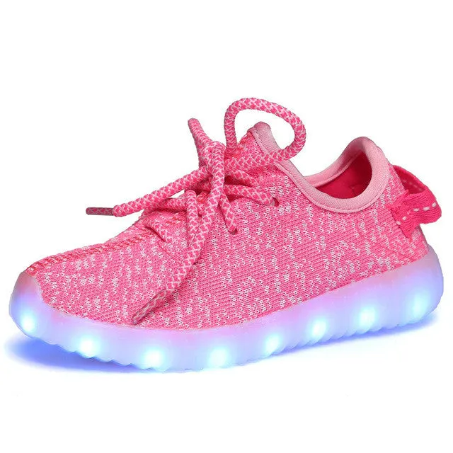 Eur25-37 // usb charging glowing sneakers basket led children shoes kids with lights up luminous shoes girls&boys