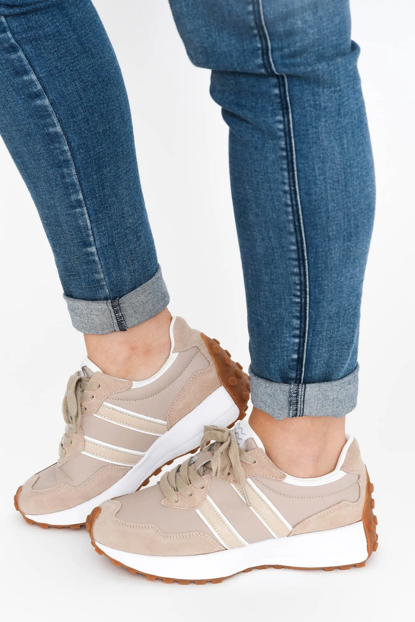 Flex Nude Stripe Leather Sneaker