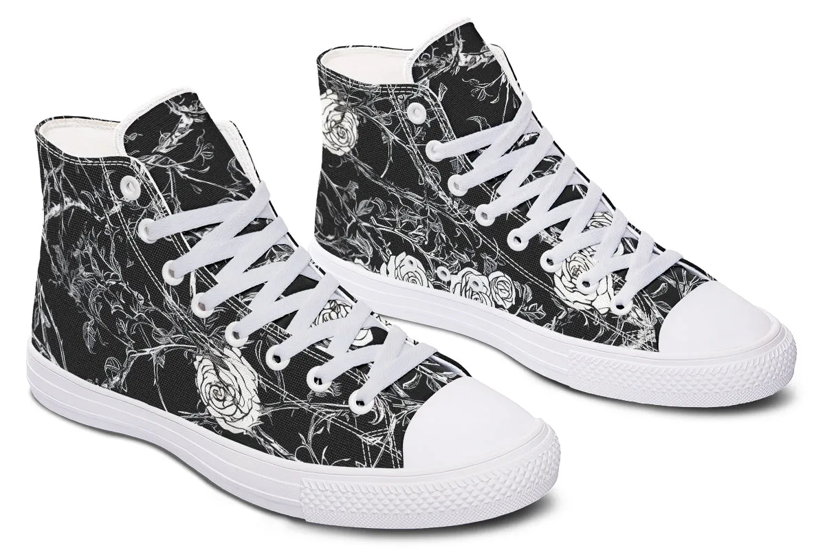 Fragile Rose High Tops - Classic Premium Canvas Shoes with Comfortable and Durable Soles