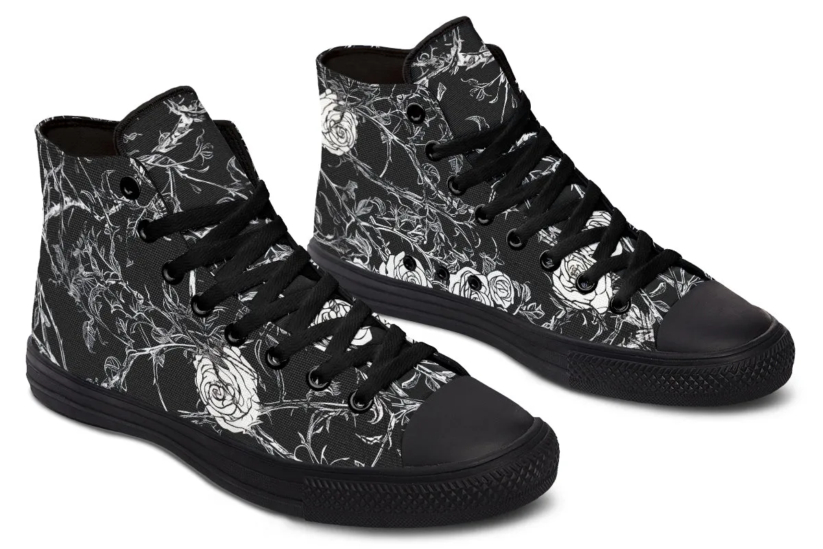 Fragile Rose High Tops - Classic Premium Canvas Shoes with Comfortable and Durable Soles