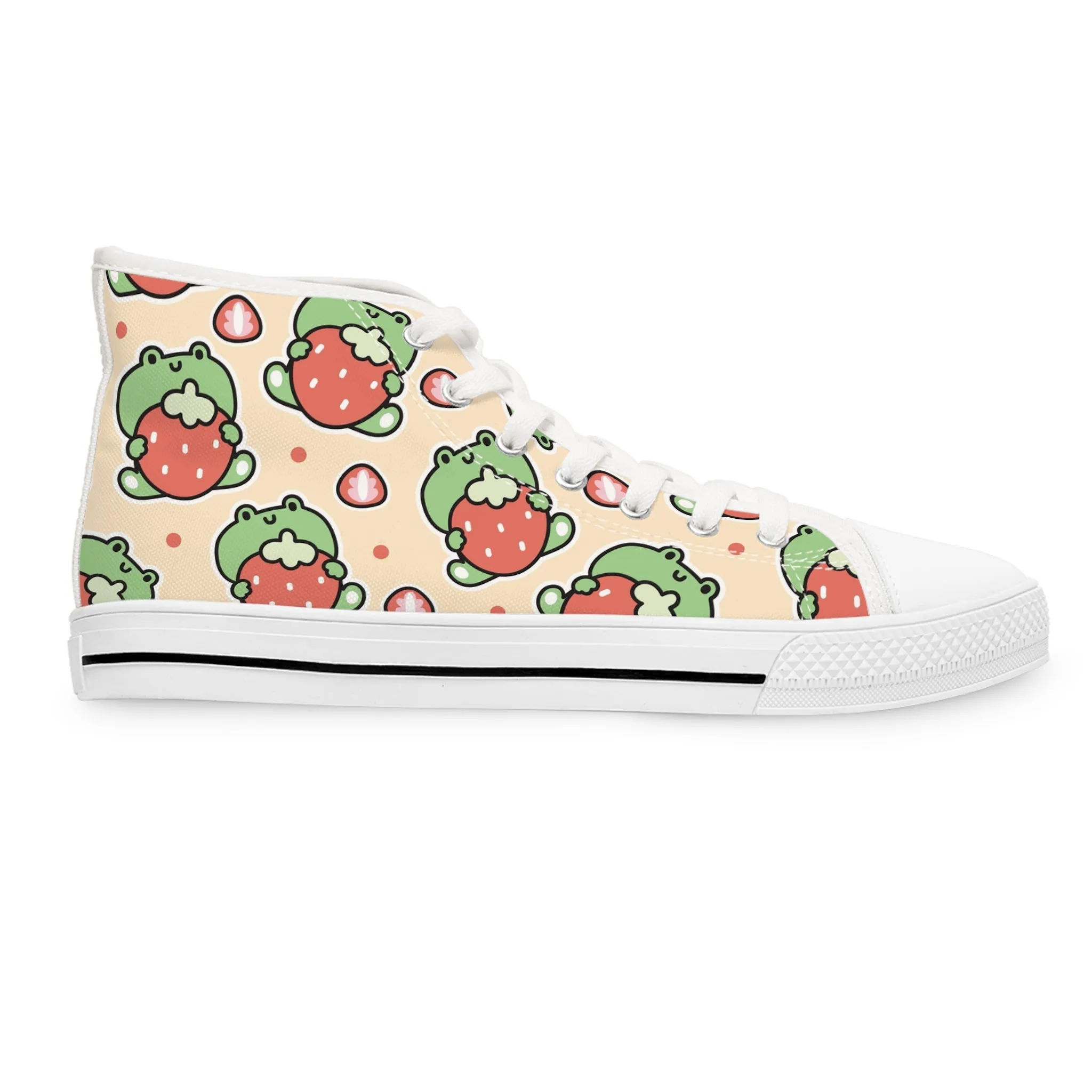 Frog and Strawberry Women's High Top Sneakers