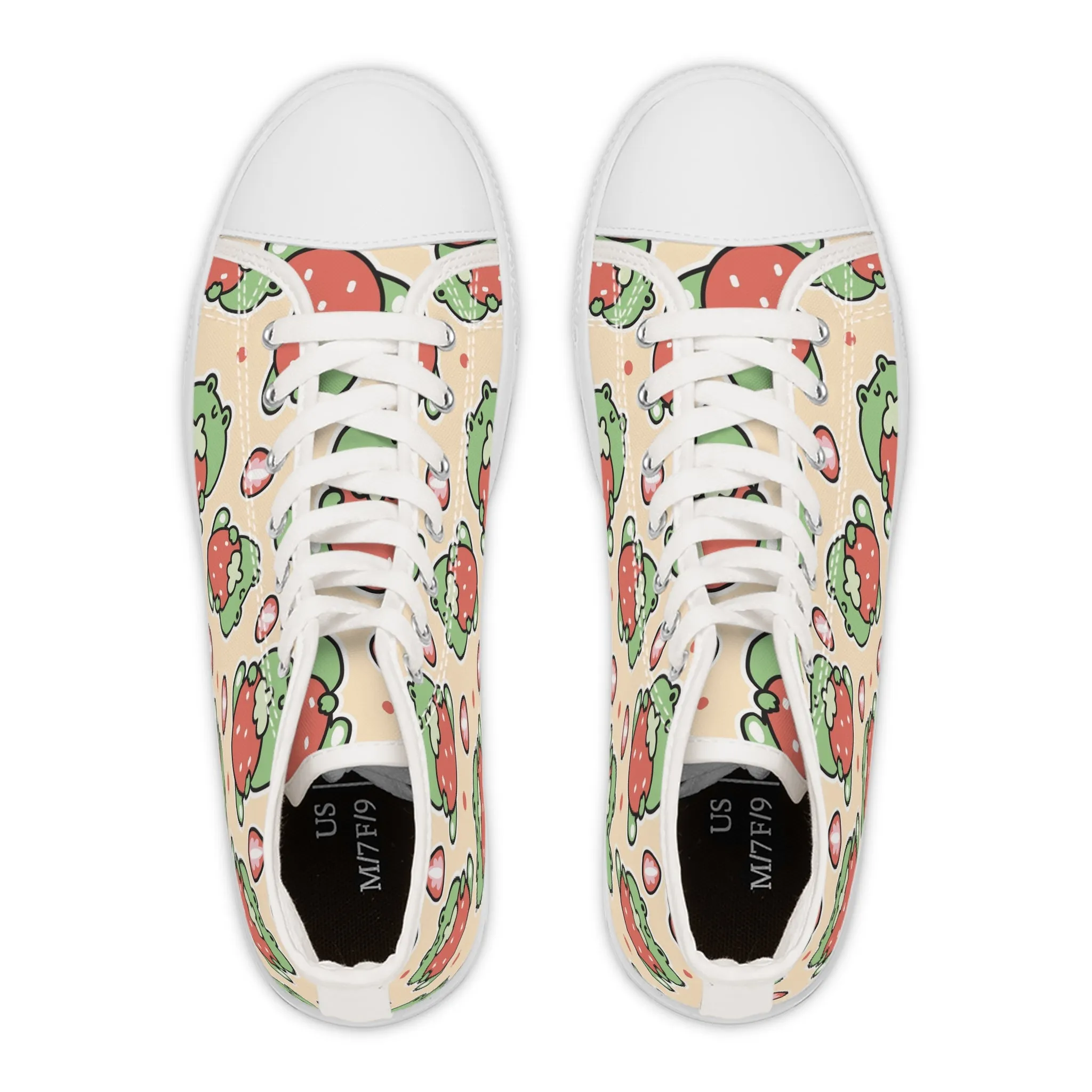 Frog and Strawberry Women's High Top Sneakers