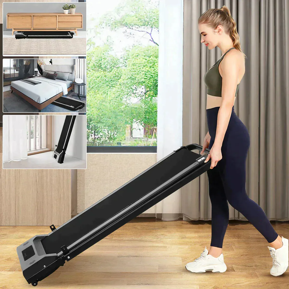 GEEMAX 2 in 1 Folding Treadmill Under Desk Electric Treadmill for Indoor Home Exercise Workout