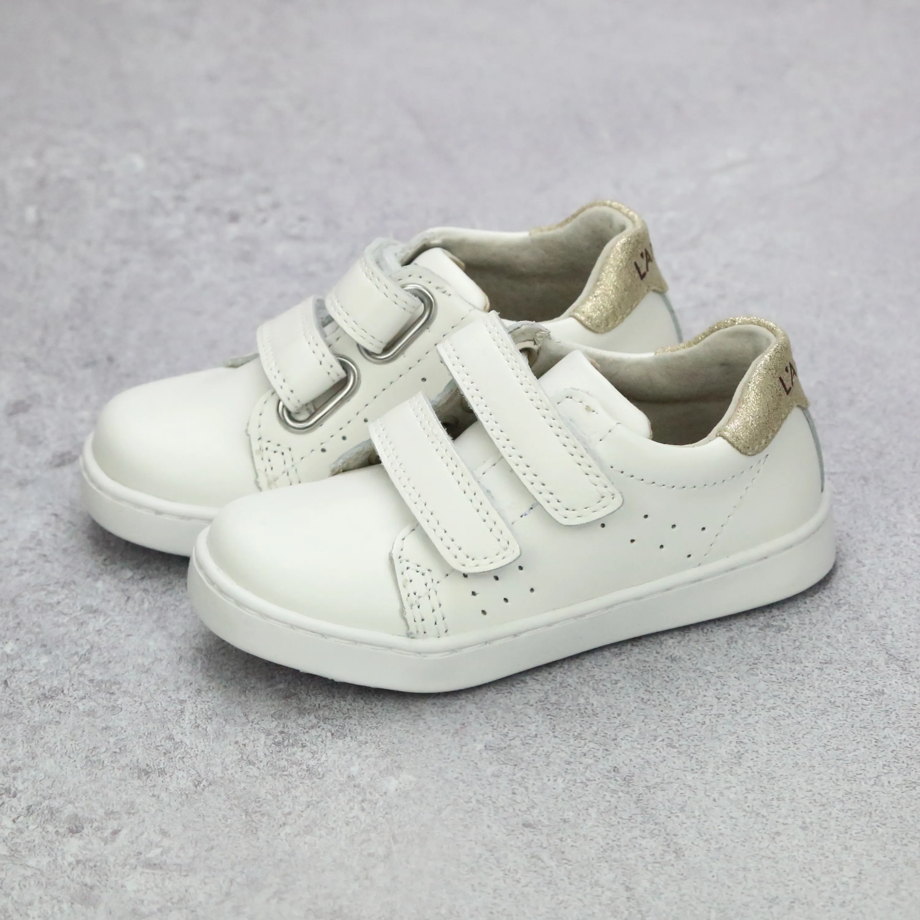 Girls Kenzie Double Velcro Sweetheart Leather Sneaker