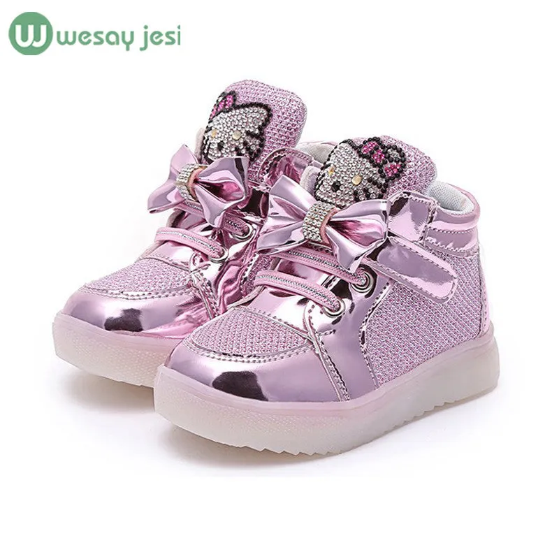 Girls shoes baby Fashion Hook Loop led shoes kids light up glowing sneakers little Girls princess children shoes with light