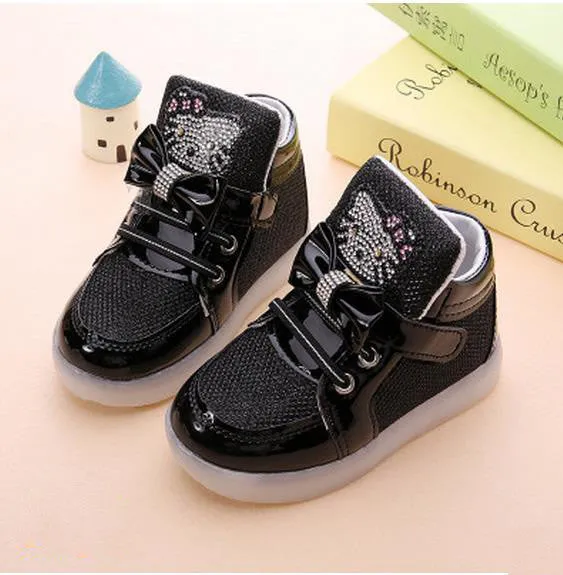 Girls shoes baby Fashion Hook Loop led shoes kids light up glowing sneakers little Girls princess children shoes with light