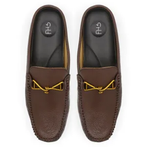 Golden Brass buckled Half-Mocassins-Brown