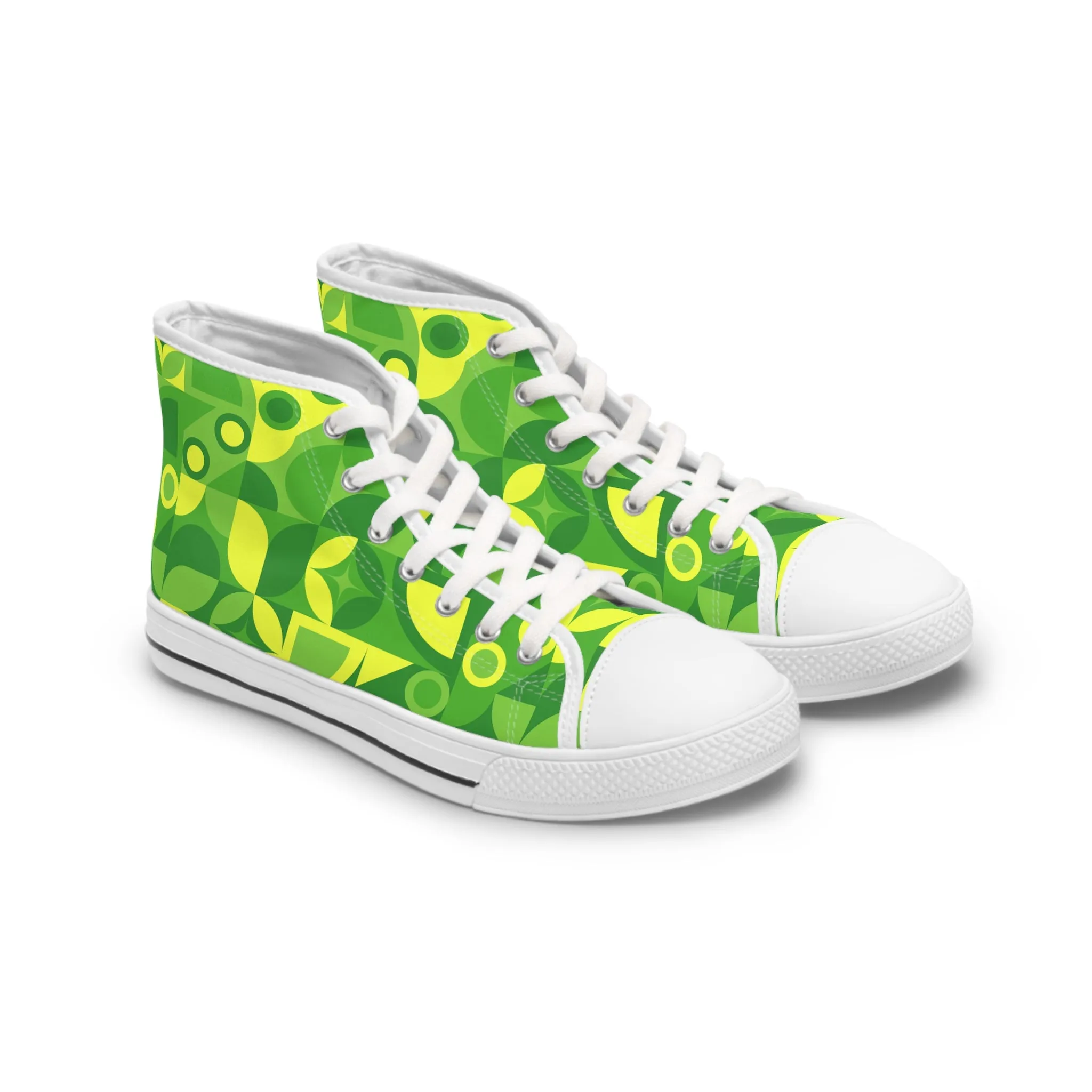 Green Pattern Women's High Top Sneakers