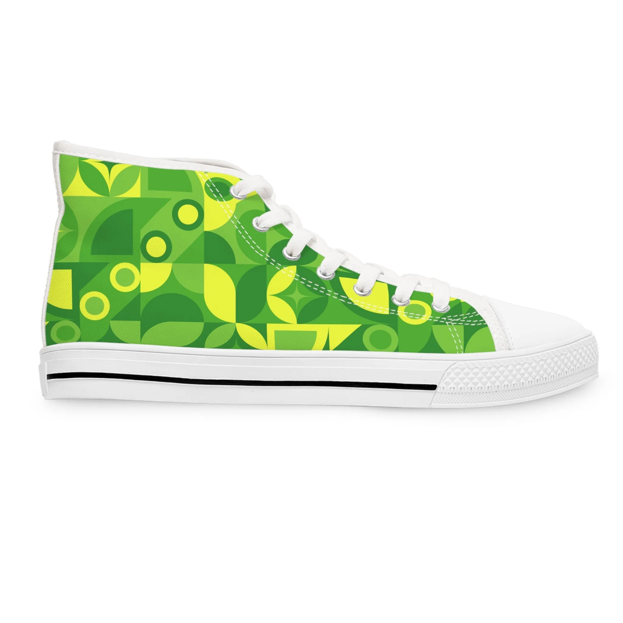 Green Pattern Women's High Top Sneakers