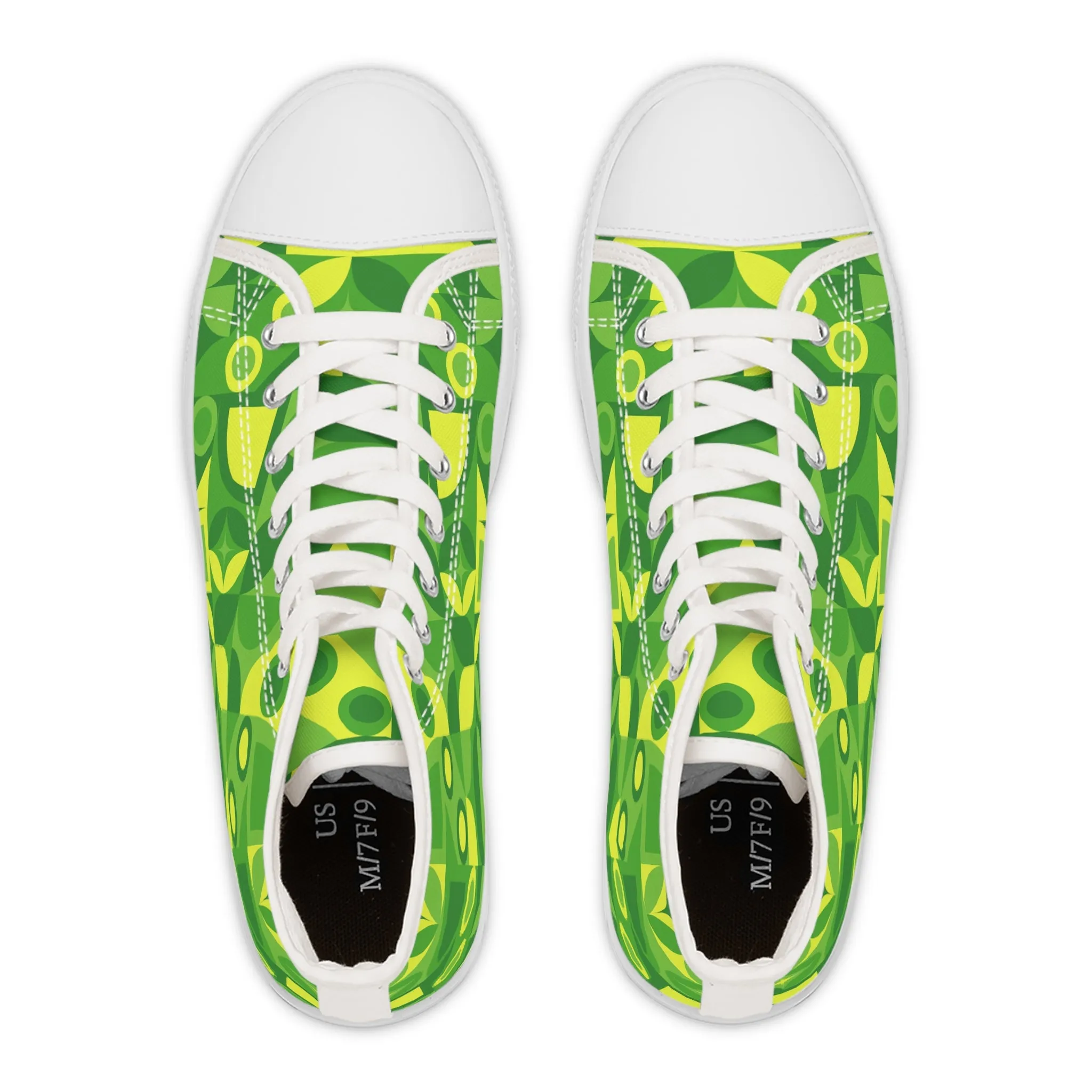 Green Pattern Women's High Top Sneakers