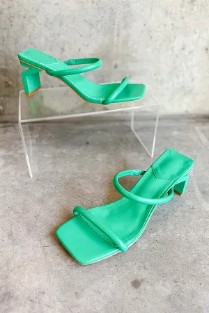 Green Strappy Square Toe Heel