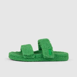 Green Two Strap Sherpa Slide