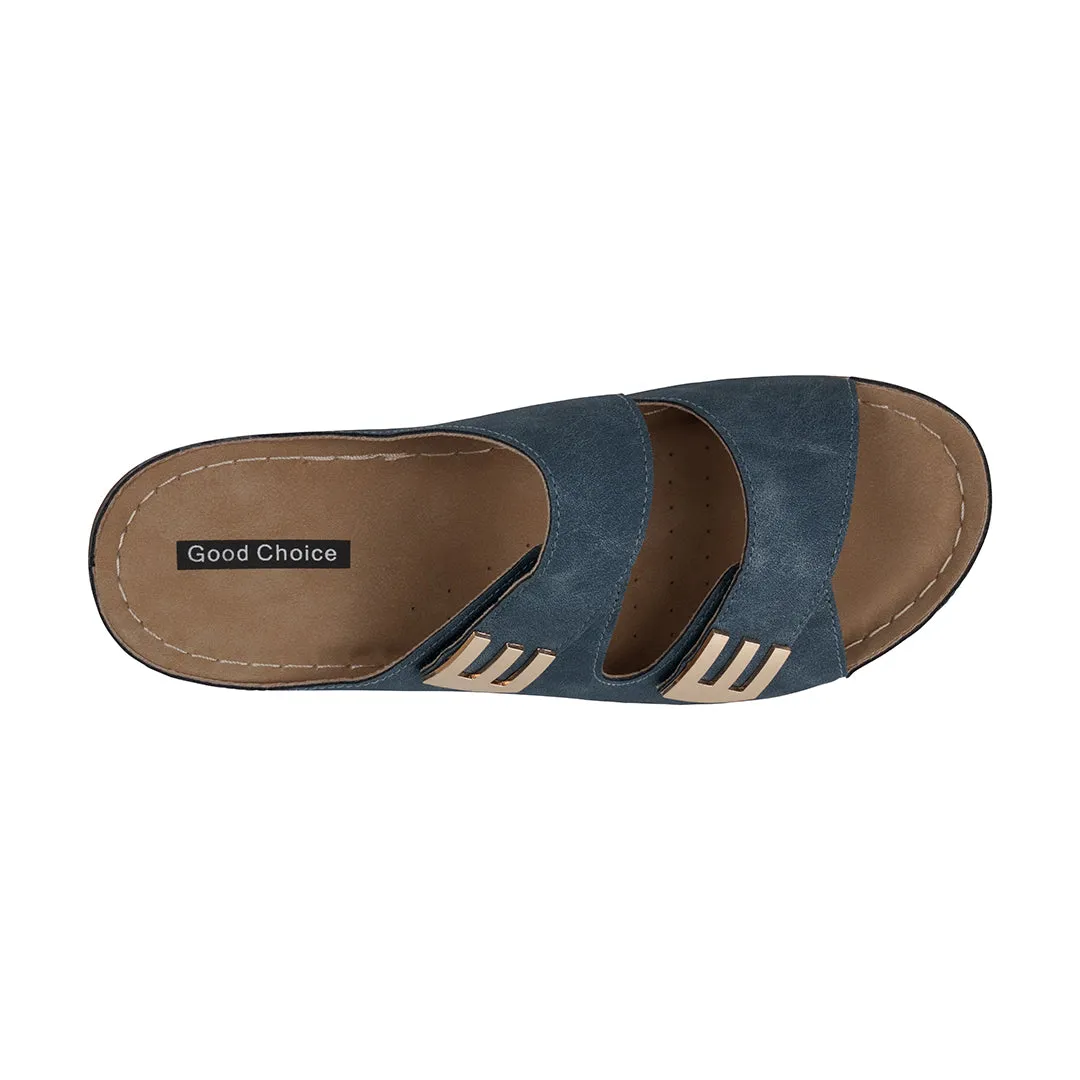 Gretchen Navy Comfort Flat Sandals