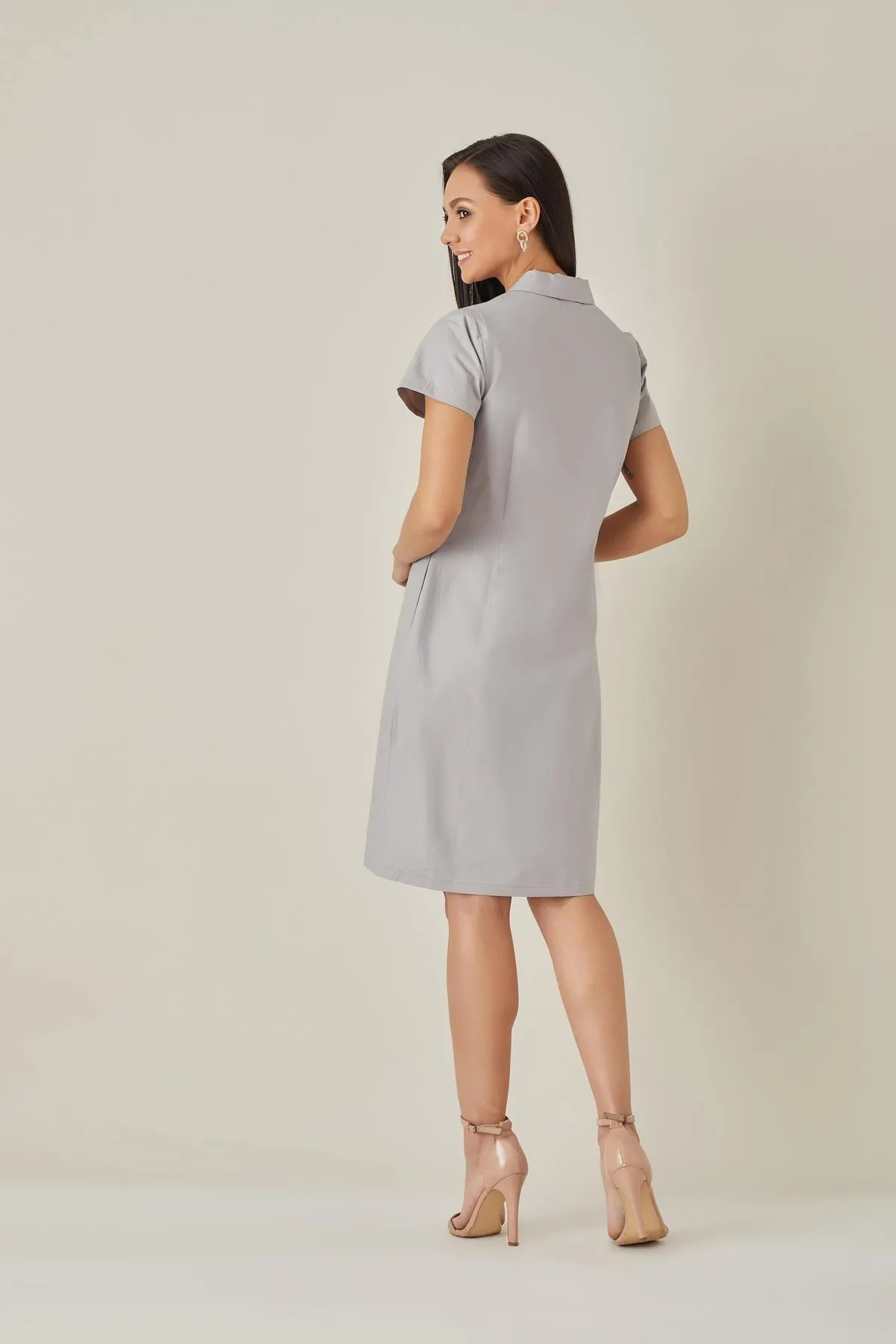 Grey Cotton Shirt Dress for workwear