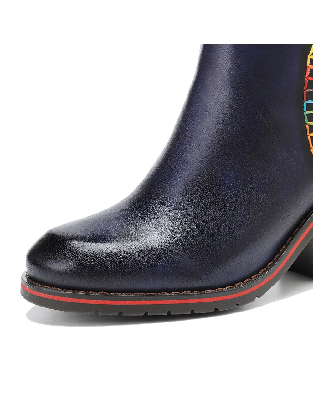 Hand-painted Leather Stitching Chelsea Boots