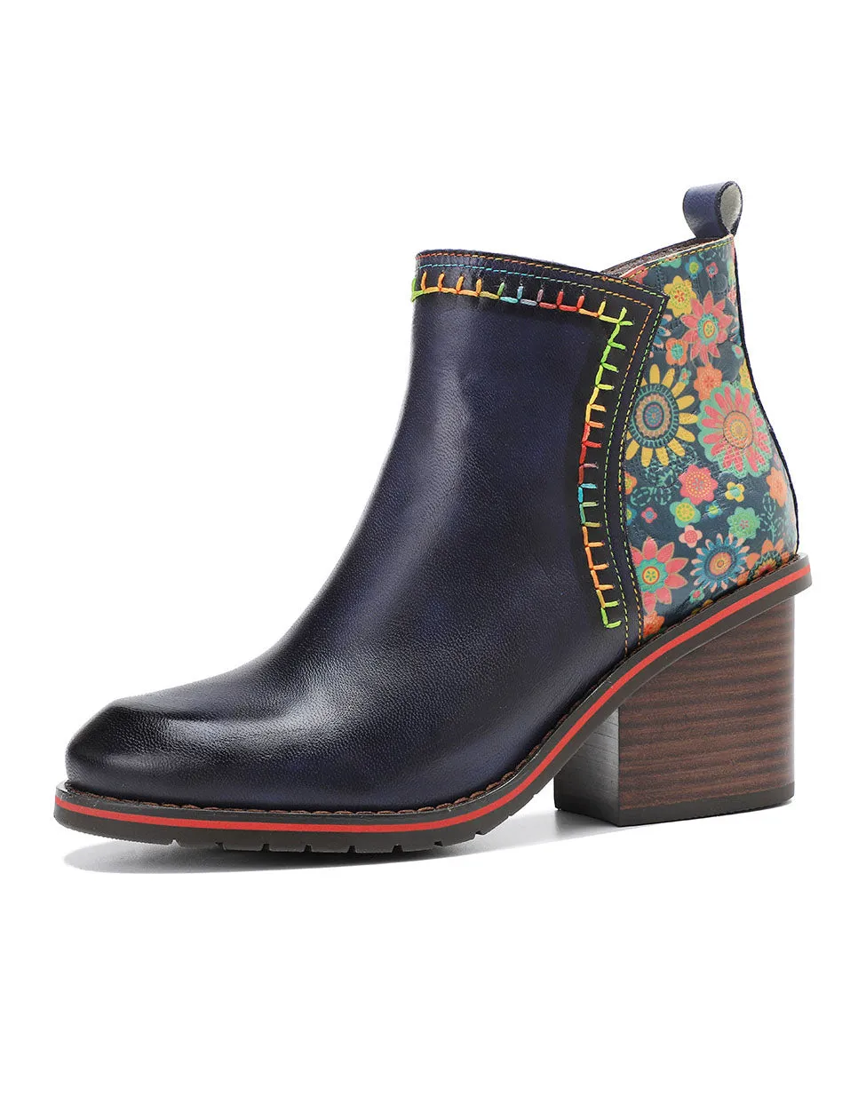 Hand-painted Leather Stitching Chelsea Boots