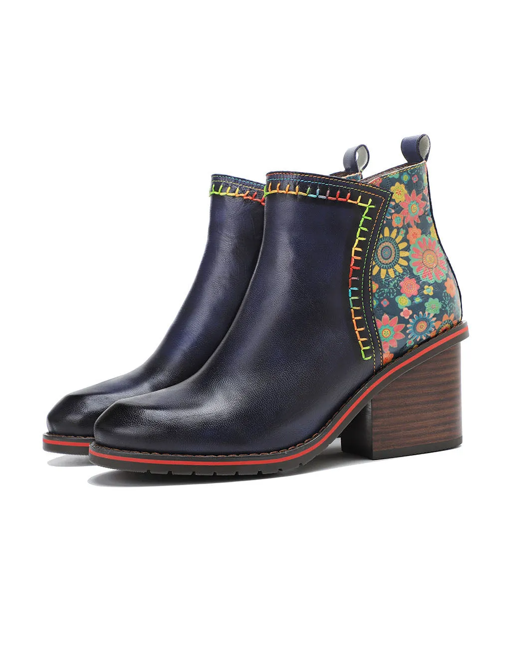 Hand-painted Leather Stitching Chelsea Boots