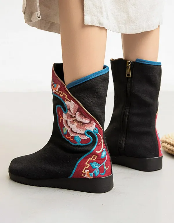 Handmade Cotton Embroidered Ethnic Style Boots