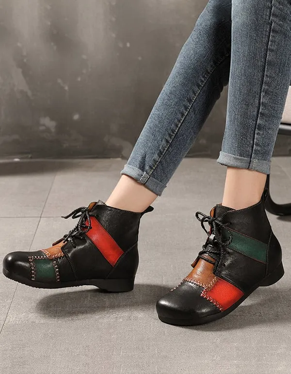 Handmade Ethnic Style Retro Leather Stitching Boots