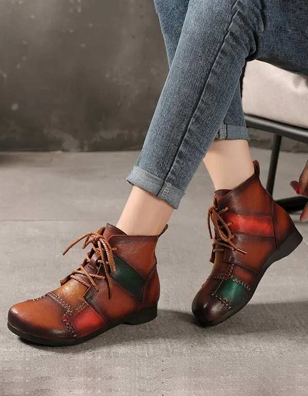 Handmade Ethnic Style Retro Leather Stitching Boots