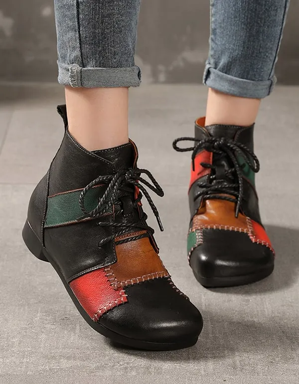 Handmade Ethnic Style Retro Leather Stitching Boots