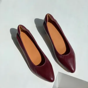 Handmade Genuine Leather Pumps In Red/Black/Nude Fashion Style Block Heels