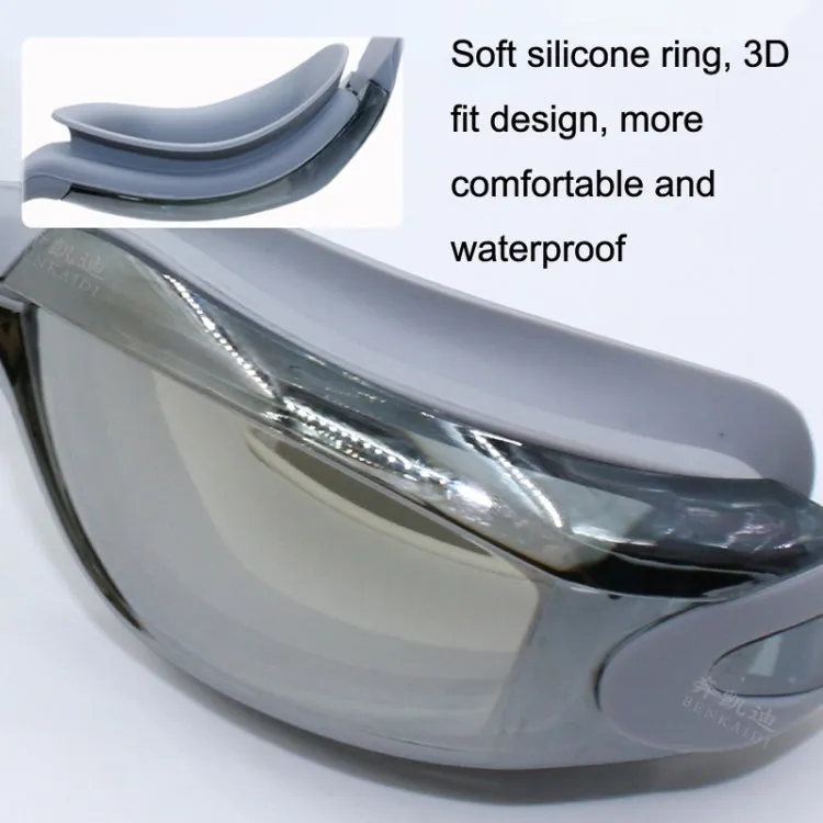 HD Waterproof and Anti-fog Electroplating Swimming Goggles(Gray)